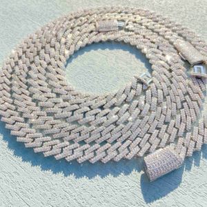 Collane di Moissanite a due file da 10mm 12mm 13mm 14mm per catena a maglia cubana in argento 925 fantasy