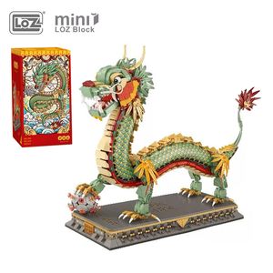 Blocks LOZ 1416pcs Chinese Dragon Model Building Creative Mini Decoration Bricks Animal Puzzle Toys With Base Kids Adults Gifts 230325