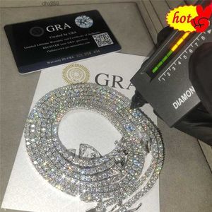 Модные замороженные ювелирные изделия Moissanite 925 Стерлинговое серебро D VVS1 Бриллианты Ожерелья теннисные цепные браслеты для продаж