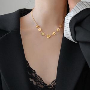 Hänge halsband ruo elegant tusensköna halsband gul guld färg titan stål smycken kvinna födelsedag present aldrig blekna hypoallergenicpendant