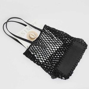 Beach Bags 2023 Summer Hollow Rectangular Pu Hand Cotton Rope Handwoven Series Holiday Straw Woven Net Women s Big 230327