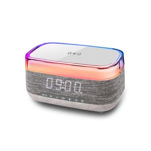 2023 Smart Bluetooth Speaker Creative Led Desktop Night Light Time Display Digital Audio Wireless Charger Bedside Light