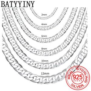 Strands Strings BATYYINY Men's 925 Sterling Silver Italian Cuban Curb Chain Necklaces For Men Women Solid Silver Figaro Chain Layering Necklace 230325