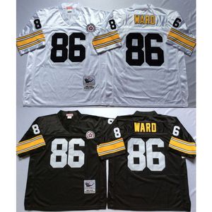 Abbigliamento da football americano Hines Ward 86 maglie ritorno al passato uomo bianco nero camicia mitchell ness taglia adulto maglia cucita ordine misto