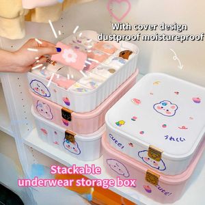 Aufbewahrungsboxen Bins Ins Niedliche Unterwäsche Aufbewahrungsbox Organizer Home Japanische Schublade Höschen Socken Gitter Trennbox Kinder 3in1 Organisieren Kawaii P230324