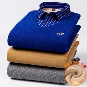 男性用セーター大規模なサイズの暖かいシャツ秋と冬のウールライナー服の豪華なフリース濃厚なサーマルシャツ快適なジャケット