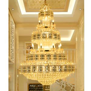 American Big Crystal Chandeliers Lights Fixture European Classic Luxury Chandelier Led Large Modern Shining Hanging Lamps Home Villa Loft Hotel Lustar Lamparas