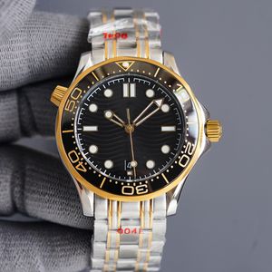 Mens Watches 42MM DIVER 300m Automatic Mechanical Outdoor SEAMA Watch Gold Black Dial With Stainless Steel Bracelet Rotatable Bezel Montre De Luxe watches Dhgate