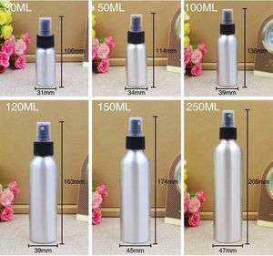 Garrafas de garrafa de alumínio de qualidade para contêineres de maquiagem de embalagem cosmética de perfume 30ml/50ml/100ml/120ml/150ml