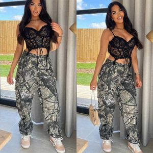 Casual Designer Women Clothes 2023 Summer Cargo Pants New Camouflage Sexy Loose Leisure Zipper Pocket Pants