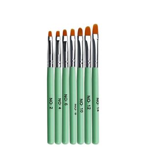 Pincéis de unhas 7pcs Definir arte Brush Builder Desenho de Wooden Pintura de acrílico UV Gel Polish Decoration esculpindo TIPS de caneta de cristal Ferramentas de manicure