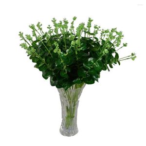 Flores decorativas Chegada 5pcs/lote 40cm Touch real verde eucalipto folha plástico plástico plantas de flores de buquê de bouquet