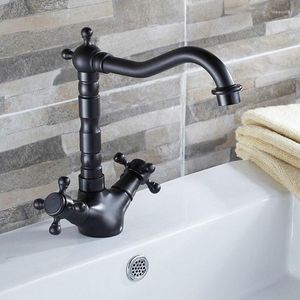 Kitchen Faucets Luxury Oil Rubbed Bronze Dual Cross Handles Swivel Bathroom Sink Basin Faucet Mixer Taps Ahg010