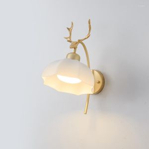 Wandlampen Nordische Nachthirschlampe moderne kreative Geweihglasleuchte Wohnzimmer Dekoration Schlafzimmer Lichter für Wohnkultur