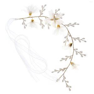 Headpieces Pearls Hair Hoop For Women Nonslip Stability Floral Headwear With Ribbons Banquet Wedding Dresses Skirts