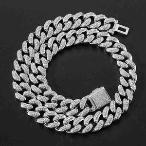 Wholesale Price 15mm Wide Single Row Moissanite Diamond 925 Silver Cuban Link Chain for Mens Hip Hop Rapper Necklace