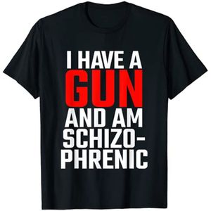 Męskie tshirty Mam broń i jestem schizofreniczny 230327