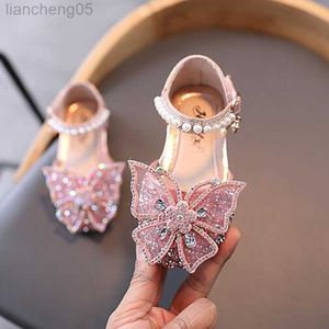 Sandalen Sommer Mädchen Sandalen Mode Pailletten Strass Schleife Mädchen Prinzessin Schuhe Baby Mädchen Schuhe Flache Ferse Sandalen Größe 21-35 SHS104 W0327