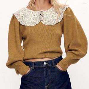 Womens Sweaters Pullover Sweater Ladies 2023 Solid Color Casual Loose High Collar Lantern Sleeve Fashion Mohair Knitted