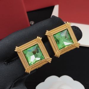 Fashion square Green Micro Inlays Crystal Earring Stud copper Women Men Earrings Ladies Ear Studs Designer Jewelry gifts MER32 -- 03