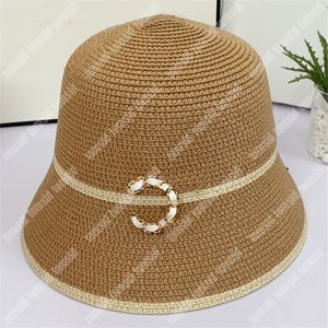 Summer Luxury Straw Bucket Hat Womens Beach Hats Mens Fashion Grass Braid Bucket Hats Patchwork Causal Fitted Caps Vacation Casquette Bob