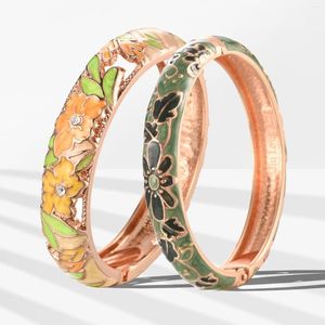 Bangle Gift Women's High Quality Chic Flower Cloisonne Bracelet Sets Fashion Jewelry Stylish Style Vintage