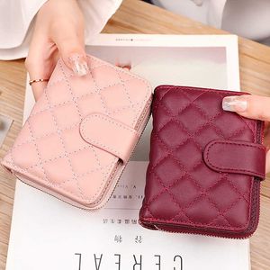 Plånböcker Geestock Fashion Organ Card Holder Wallet for Women Lingge Short Purse Simple Generous Ladies Zipper Wallet Credit Holders G230327