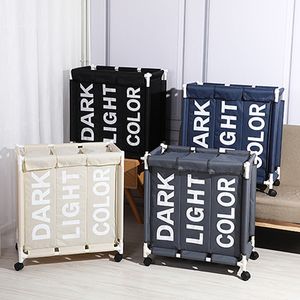 Storage Baskets Dirty Laundry With Lid 3 Grid Divided Large Hamper Linen Organizer Box For Clothes Waterproof 230327