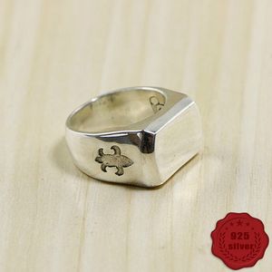 A107 S925 Sterling Silver Ring Personalized Punk Street Dance Style Smooth Boat Anchor Letter Shaped Jewelry Gift for Lovers