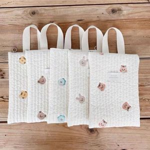 Orso Borsa per pannolini per bambini Borsa per organizer per passeggino trapuntata in cotone con cerniera Borse per maternità portatili Borsa per mamma Borsa per pannolini per bambini