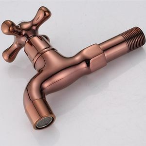 Badrumsvaskkranar Rose Gold/Golden Outdoor Faucet Garden Washing Machine kran/MOP Pure Copper Single Cold In-Wall