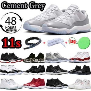 2024 OG Basketbollskor Cement Gray Jumpman 11 Låg Concord Leather Men Women 11s Cherry Midnight Navy Lows Cool Grey 25-årsjubileum Bred Mens Sneakers Big Sze 36-47