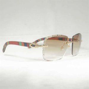 Lyxdesigner högkvalitativa solglasögon 20% rabatt på vintage linser form överdimensionerade män diamantklippning av kantlösa glasögon naturliga horn nyanser för sommarklubbsglasögon