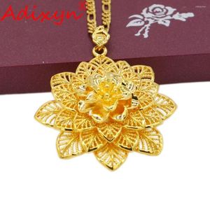 Pendant Necklaces Adixyn Big Flowers Shape Gold Color Plant Fashion Jewelry African/India For Women/Girls Party Gifts N10243