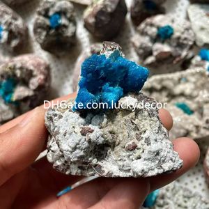자연 Raw Cavansite Druzy 표본 가정 장식 선물 아름다운 불규칙 차크라 치유 Reiki Rough Quartz Crystal Zeolite 클러스터 미네랄 암석 돌