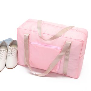 Nya rosa kvinnor och män förvarar tygväska shoudler blå crossbody handväskor oxford textil handväska stor kapacitet vikbar traval bagage shopping väskor 41x18x27cm