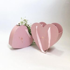 Hediye Sargısı 2023 Temiz Stok 2pcs/Set Kalp Şekli Çiçek Kutusu Çiçekçi Malzemeleri Düğün Hediyeleri Sevgililer Günü