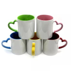 Süblimasyon Boşlukları Bulaşık Makinesi Beyaz Seramik Kahve Kupaları 11 Oz Boş Klasik İçme Kupası Kalpli Kupa Han Dhcqt