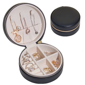 Jewelry Boxes Portable Leather Jewelry Box Princess European Korean Simple Small Mini Earrings Rings Storage Case Sell 230325