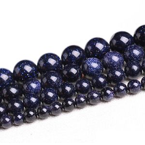 Stone 412mm Natural Perles Galaxy Beads Sitara Stars Blue Sand Sunstone Loose For Jewelry Making Drop Delivery 202 DH30Q