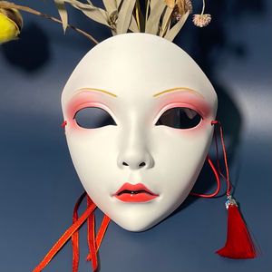 Máscaras de festa máscara de festa à prova de poeira e à prova d'água Fache Full Fore Face Chinese Pintado à mão Hanfu Acessórios Hanfu Misfaerade Girl 230327