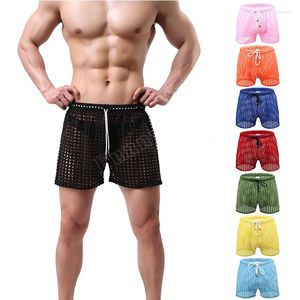 Underpants woxuan masculina calça oca de moda solta malha sexy confortável e respirável