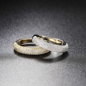 Band Rings Vintage Gold Color Ring for Women Men Trend Stacking Crystal Ring Fashion Accessories Microinlaid Zircon Jewelry Wholesale R731 Z0327