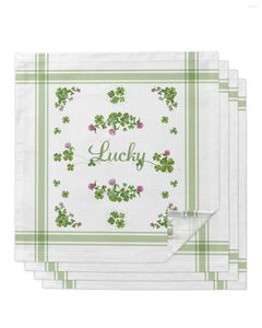 Table Napkin 4pcs St. Patrick Irish Lucky Clover Flowers Square 50cm Wedding Decoration Cloth Kitchen Serving Napkins