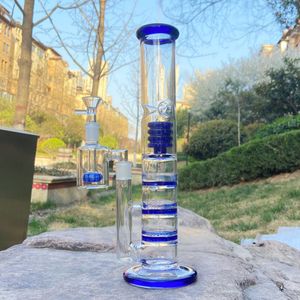 11.8inch Glass Bong Smoking Water Pipe Honeycomb Percolator Hookah with 14mm 90° Ash Catcher Tobacco Filter Pipes