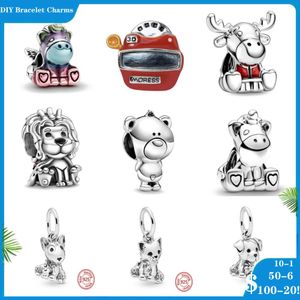 925 contas de prata encantos para pandora charme pulseiras designer para mulheres Bull Bear Animal Kingdom Cat Dog Lion