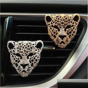 Purificadores de ar de carro Modelagem de cabeça de leopardo decorativa por condicionamento mais fresco remoção de odor aroma1 entrega de gotas de mobiles motocicletas el dh7gb