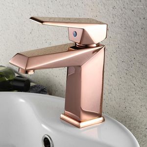 Bathroom Sink Faucets Rose Gold Plated Style Brass Fauct Water Tap Art Short Wash Basin Faucet Mixer Antique Copper Toilet