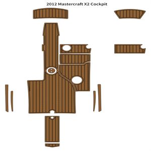 2012 Mastercraft x2コックピットパッドボートEva Foam Faux Teak Deck Floor Mat Flooring Self Backing AheheSive Seadek GatorStep Style Floor