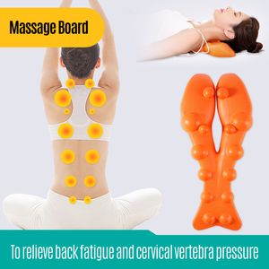 Massera nackkudde Cervical Vertebra Massage Board Back Stretching Device Massager Board Back Traction Straight Spine Back Relax Health Care 230327